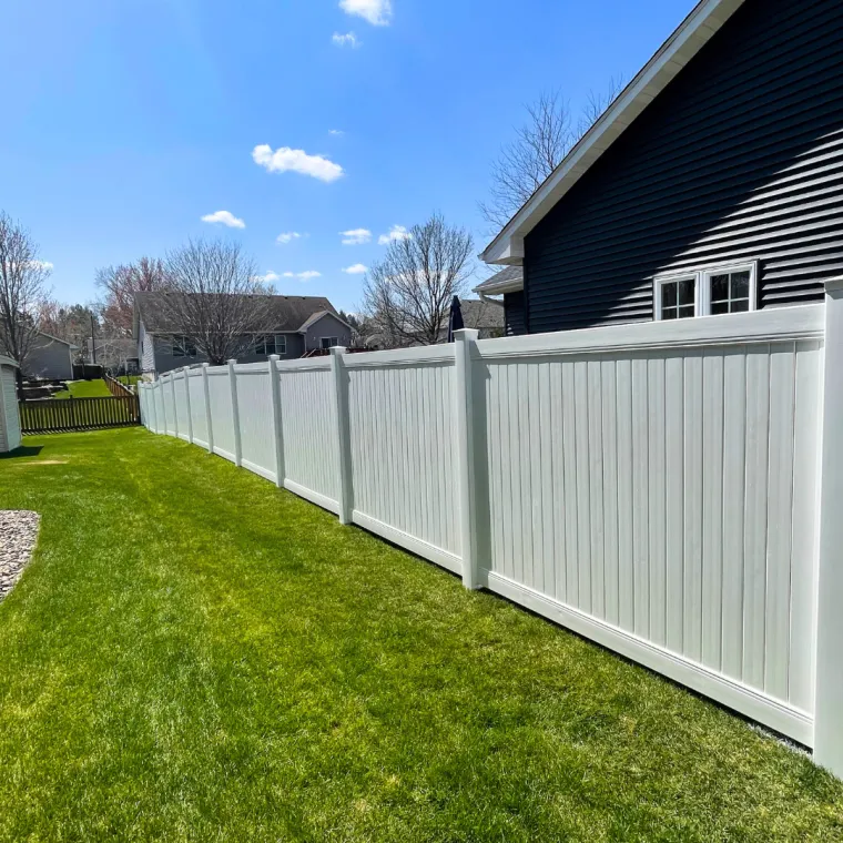 White vinyl privacy fence installed in the Minneapolis metro